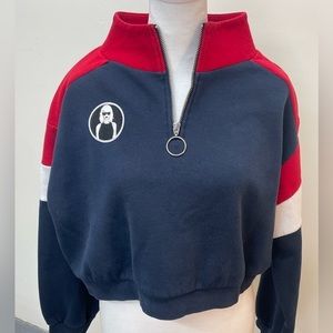 Swiftie Women’s Custom Sweatshirt Quarter Zip Blue Red Racer Sporty Medium Patch